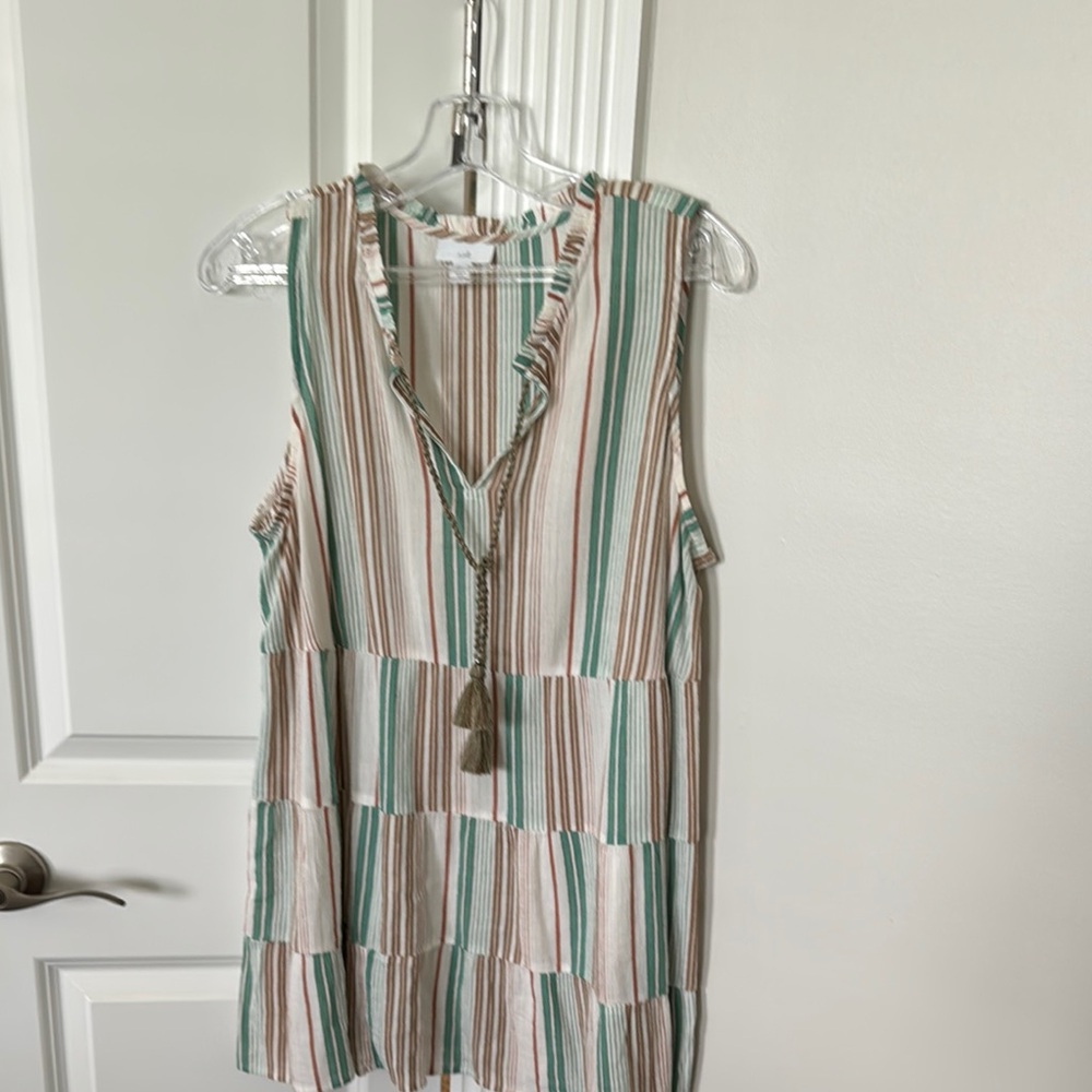 J. Jill Striped Tiered Tunic Tank top